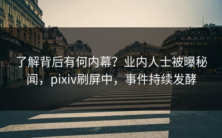 了解背后有何内幕?业内人士被曝秘闻,pixiv刷屏中,事件持续发酵 了解背后有何内幕?业内人士被曝秘闻,pixiv刷屏中,事件持续发酵