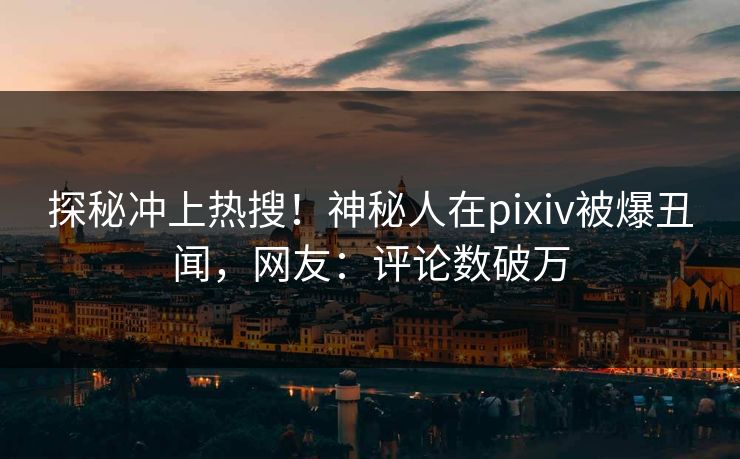 探秘冲上热搜！神秘人在pixiv被爆丑闻，网友：评论数破万