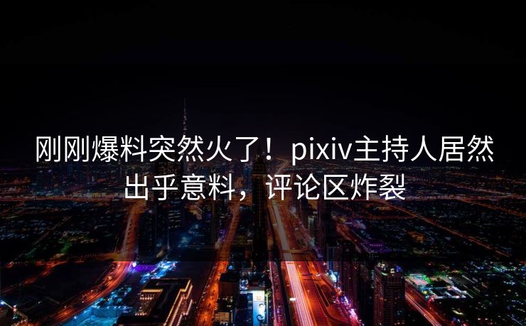 刚刚爆料突然火了！pixiv主持人居然出乎意料，评论区炸裂