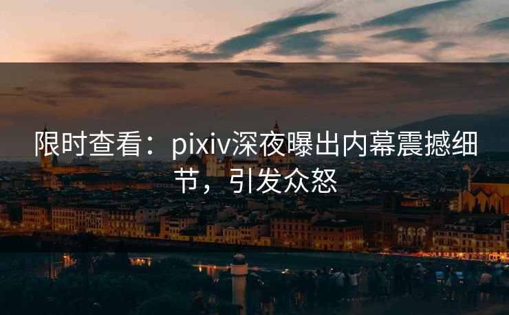 限时查看：pixiv深夜曝出内幕震撼细节，引发众怒
