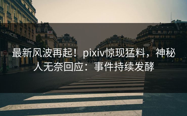 最新风波再起！pixiv惊现猛料，神秘人无奈回应：事件持续发酵