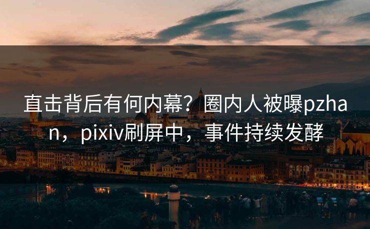 直击背后有何内幕？圈内人被曝pzhan，pixiv刷屏中，事件持续发酵
