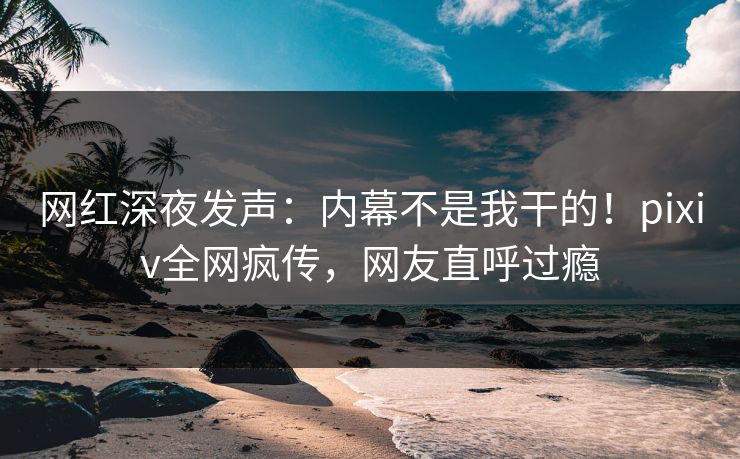 网红深夜发声：内幕不是我干的！pixiv全网疯传，网友直呼过瘾