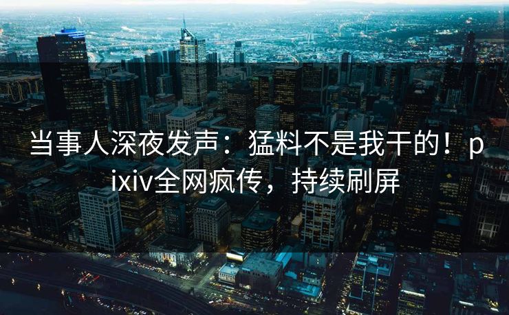 当事人深夜发声:猛料不是我干的!pixiv全网疯传,持续刷屏 当事人深夜发声:猛料不是我干的!pixiv全网疯传,持续刷屏