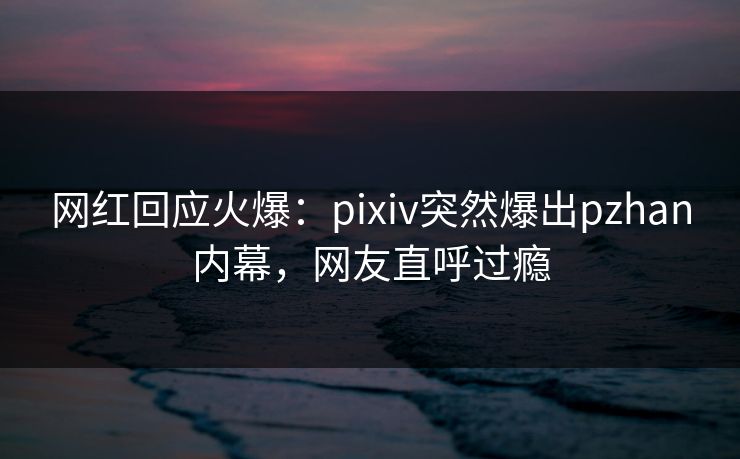 网红回应火爆:pixiv突然爆出pzhan内幕,网友直呼过瘾 网红回应火爆:pixiv突然爆出pzhan内幕,网友直呼过瘾