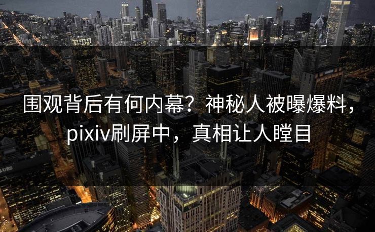 围观背后有何内幕?神秘人被曝爆料,pixiv刷屏中,真相让人瞠目 围观背后有何内幕?神秘人被曝爆料,pixiv刷屏中,真相让人瞠目