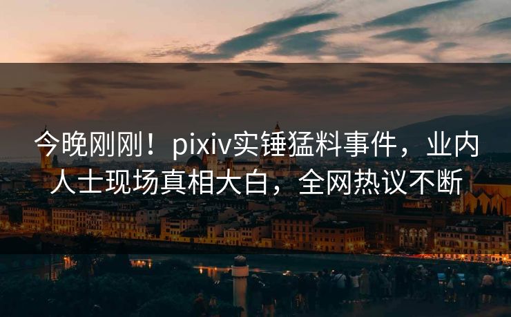 今晚刚刚！pixiv实锤猛料事件，业内人士现场真相大白，全网热议不断