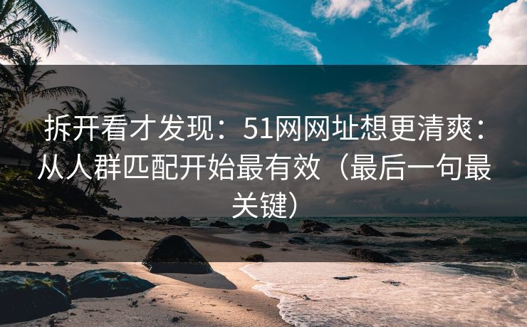 拆开看才发现：51网网址想更清爽：从人群匹配开始最有效（最后一句最关键）