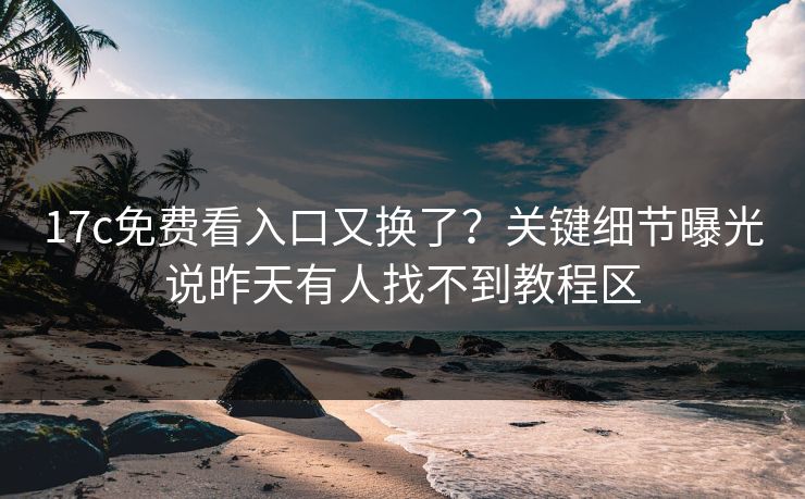 17c免费看入口又换了？关键细节曝光说昨天有人找不到教程区
